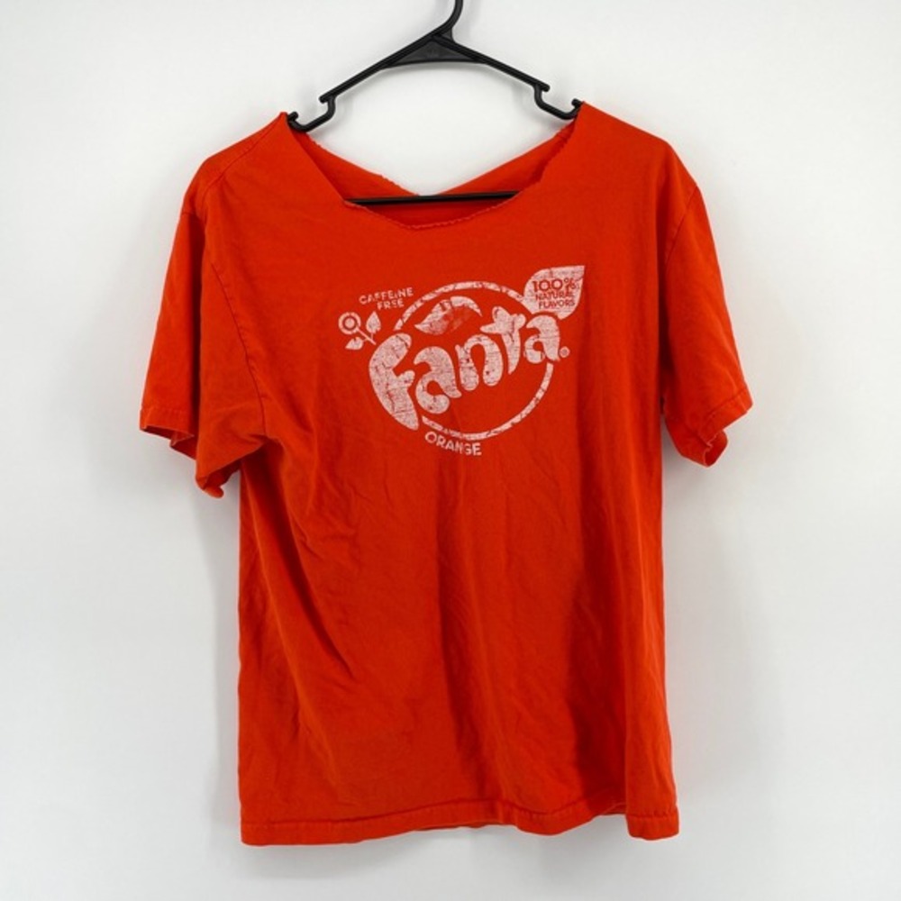 VTG Fanta Orange Soda Graphic T Shirt Graphic Tee‎ 34" Cropped Collar Distressed